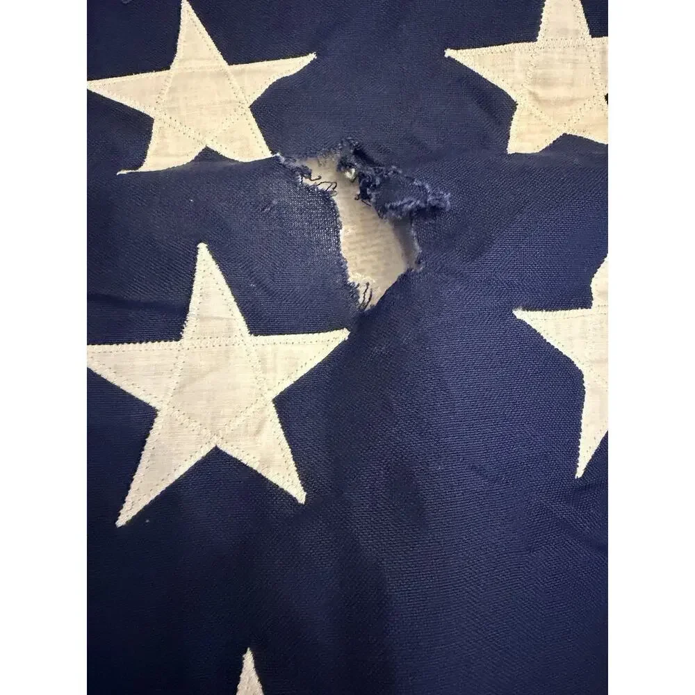 Vintage 48 Star Valley Forge American Flag 5x9.5 Sewn Stitched Stars Cotton WWII